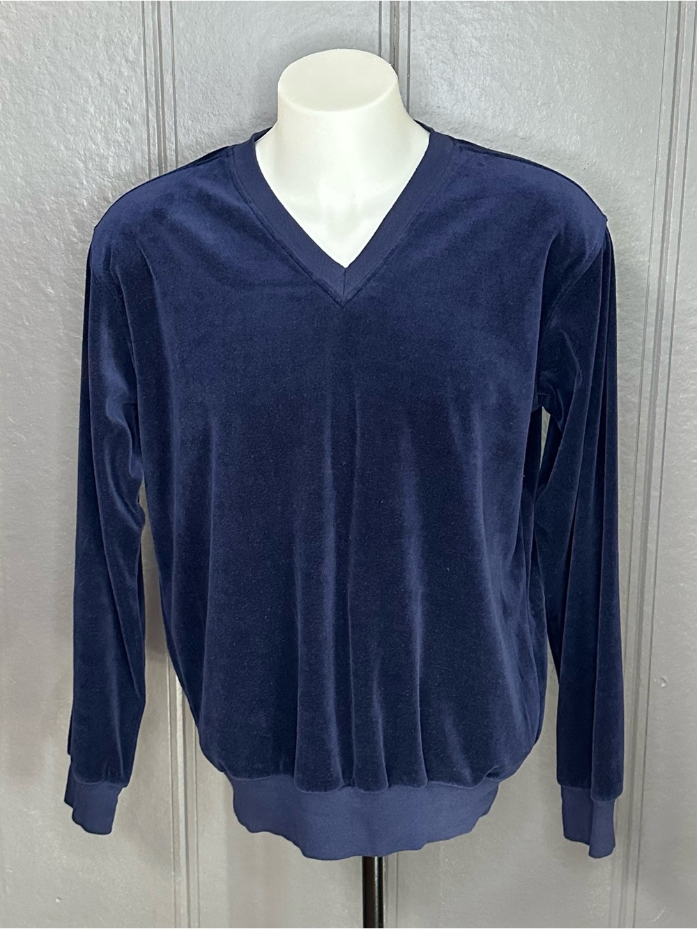 Vintage Montgomery Ward Blue Velour V-Neck Sweater